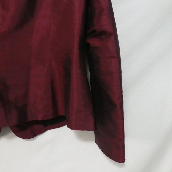 Women's Shiny Formal Burgundy Blazer - Suit Jacket | Faux Pockets | medium - Picture 14 of 14